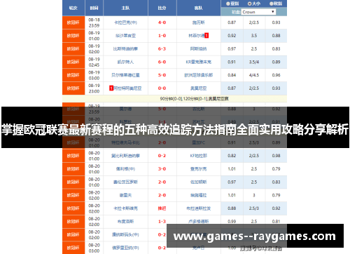 掌握欧冠联赛最新赛程的五种高效追踪方法指南全面实用攻略分享解析
